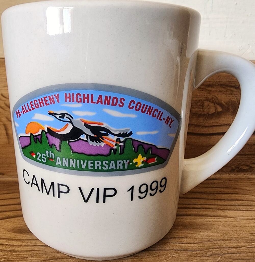 Vintage Boy Scouts PA-Allegheny Highland Council NY 25th Camp VIP 1999 Mug Cup *